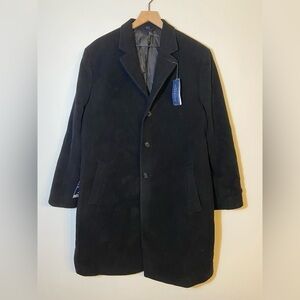 Hathaway Platinum Black Wool & Cashmere Blend Overcoat Size 46R New